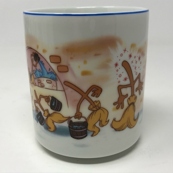 Vintage Disneyland Walt Disney World Mickey Mouse Fantasia Mug Blue Rim - Picture 3 of 7